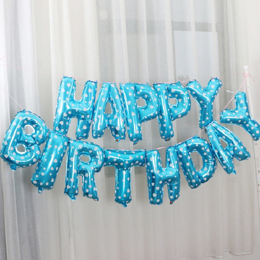 Letrero Happy Birthday azul con estrellas blancas