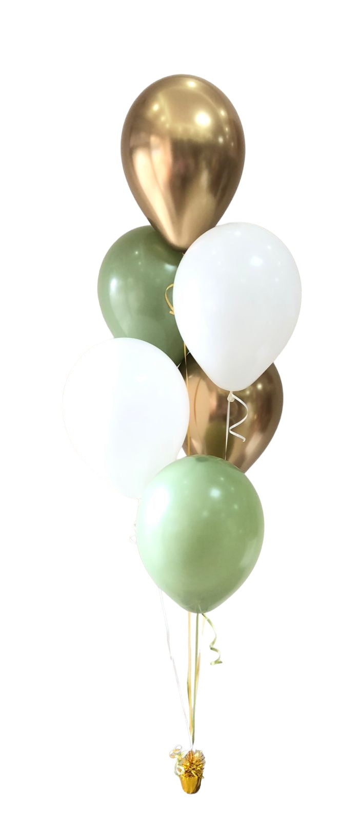 Bouquet 6 globos latex verde olivo y dorado