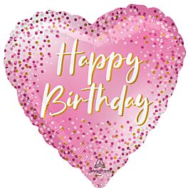 HAPPY BIRTHDAY CORAZÓN ROSADO (18")