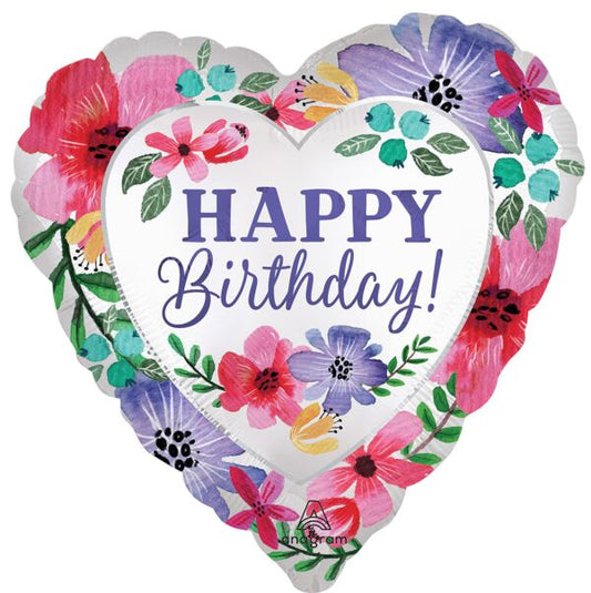 HAPPY BIRTHDAY CORAZÓN FLORAL (18")