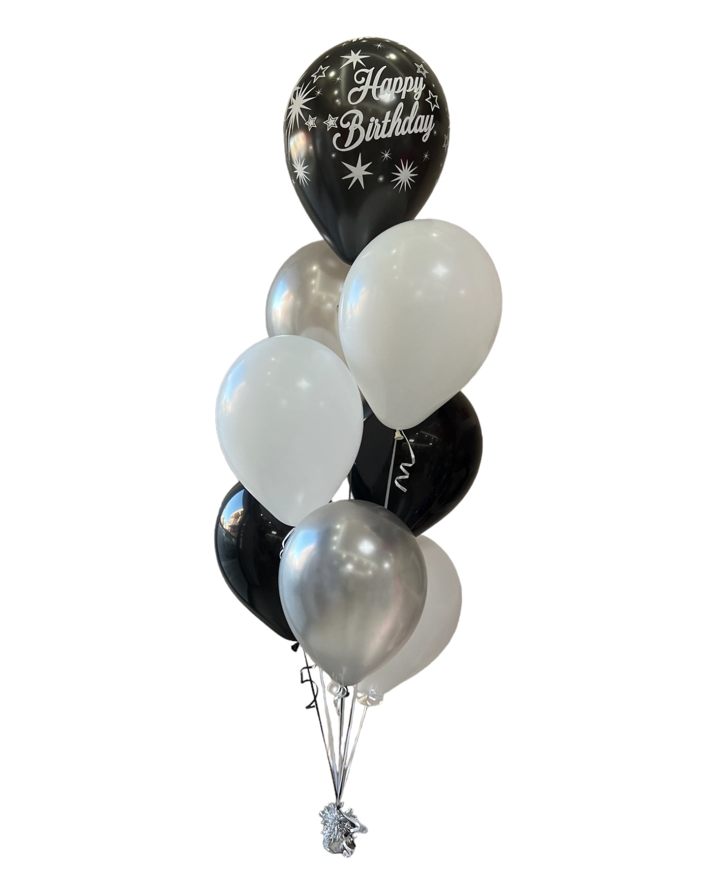 Bouquet de globos blanco y negro