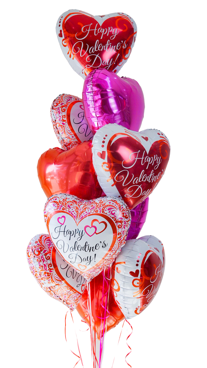 10 globos de corazón 18" Happy San Valentine's Day