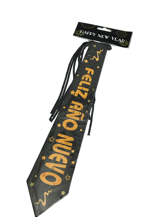 6 corbatas negra Feliz año nuevo