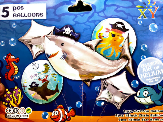 SET DE GLOBOS TIBURÓN (5 pcs.)