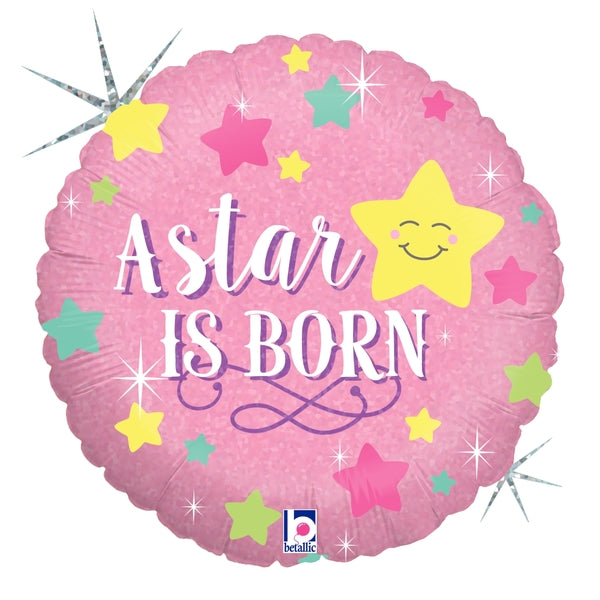 HOLOGRAPHIC PACKAGED A STAR IS BORN - GIRL BALLOON 18"
