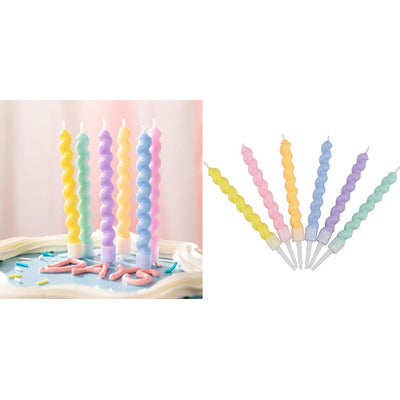 6 velas multicolor pastel