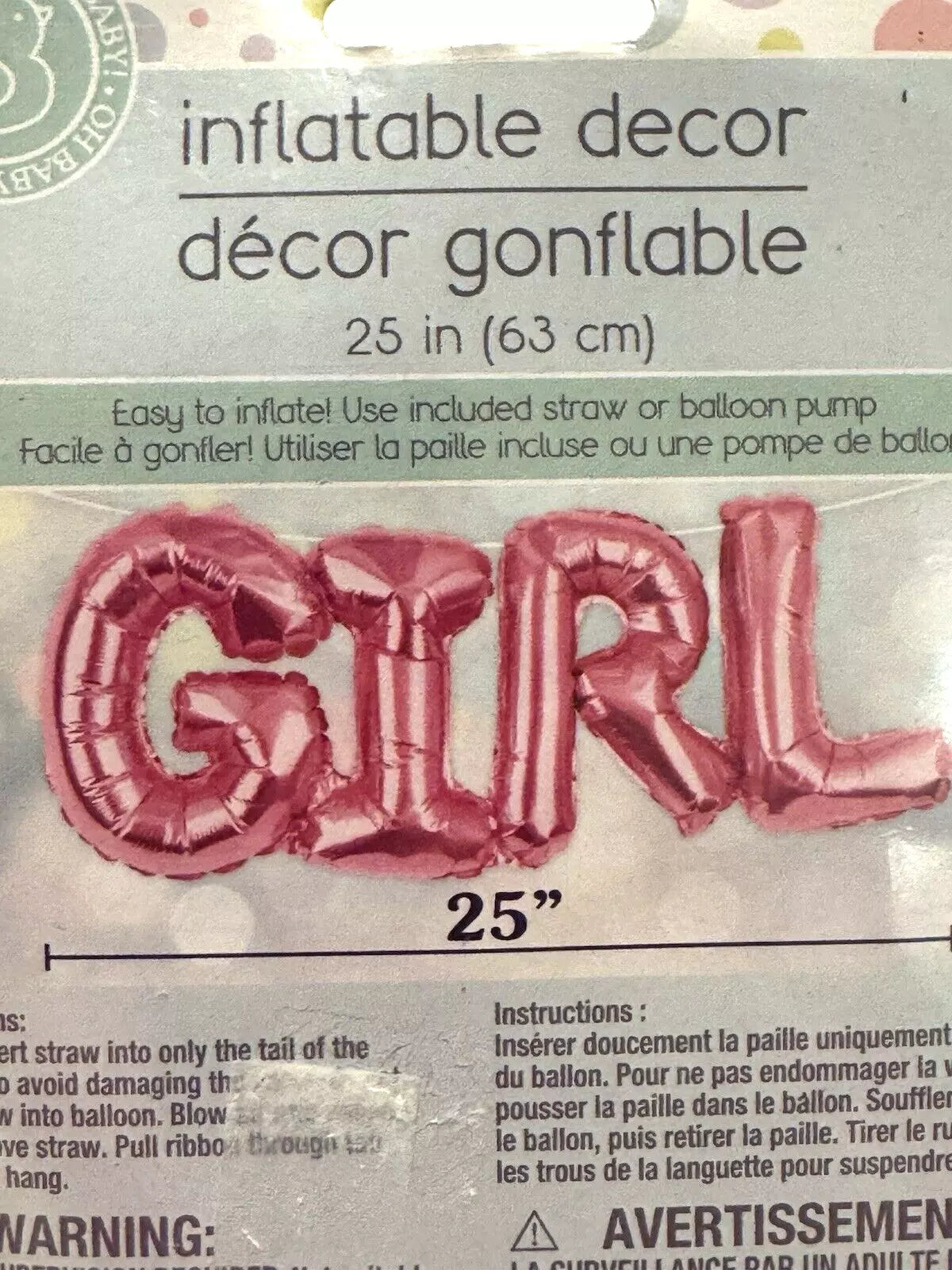 LETRERO INFLABLE GIRL 25"
