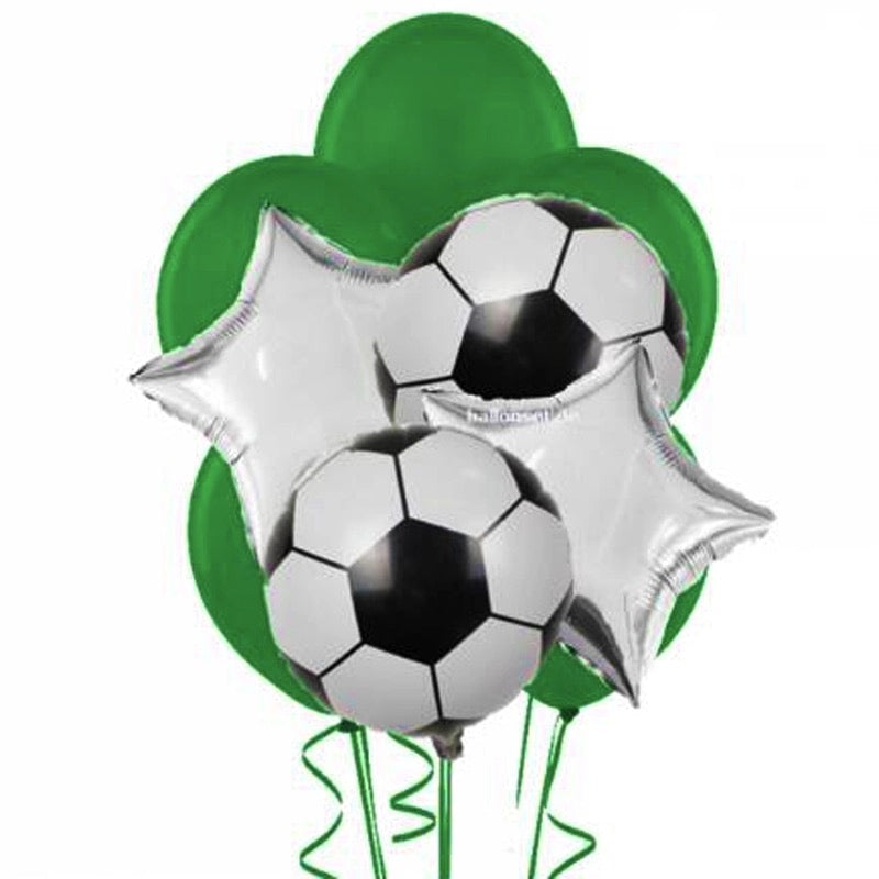 Arreglo de Globos Soccer Futball 4 Metalicos 18'' mas 5 Latex 12''