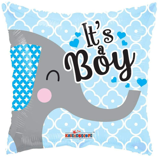 BABY BOY ELEPHANT GELLIBEAN SQUARE FOIL BALLOON