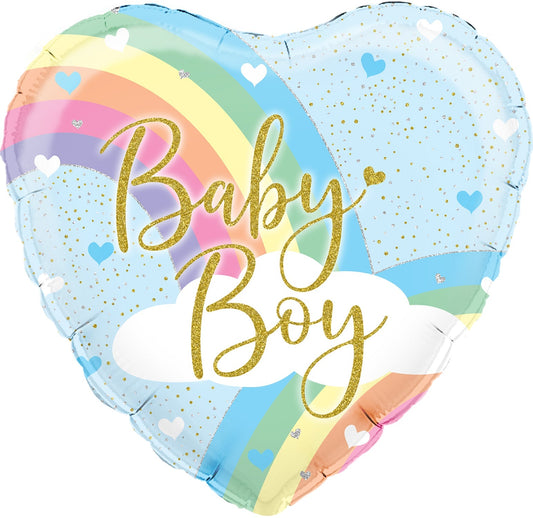 PASTEL RAINBOW BOY HOLOGRAPHIC OAKTREE FOIL BALLOON 18"