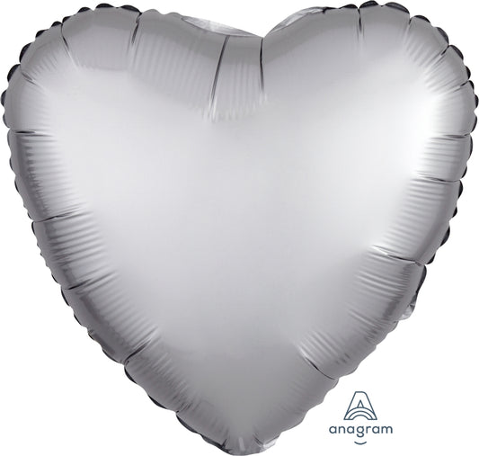 18" Satin Luxe Platinum Heart