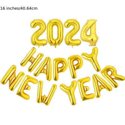 Happy New Year dorado + 2024 size 16"