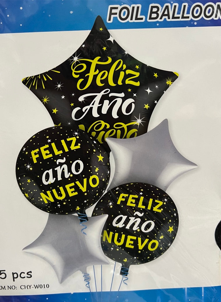 Globos Feliz Año nuevo negro