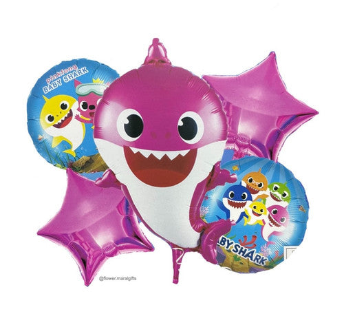 SET DE GLOBOS BABY SHARK ROSA (5 pcs.)