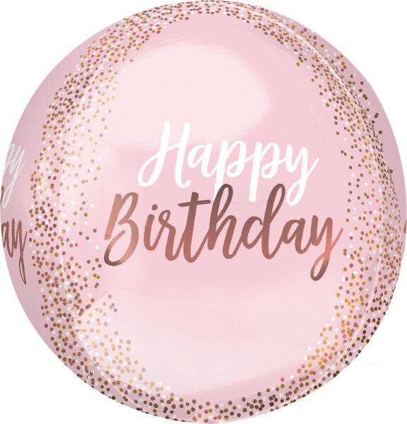 ORBZ "HAPPY BIRTHDAY" ROSA+SPRINKLES (16")