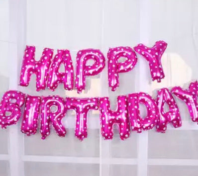 Letrero Happy Birthday rosado
