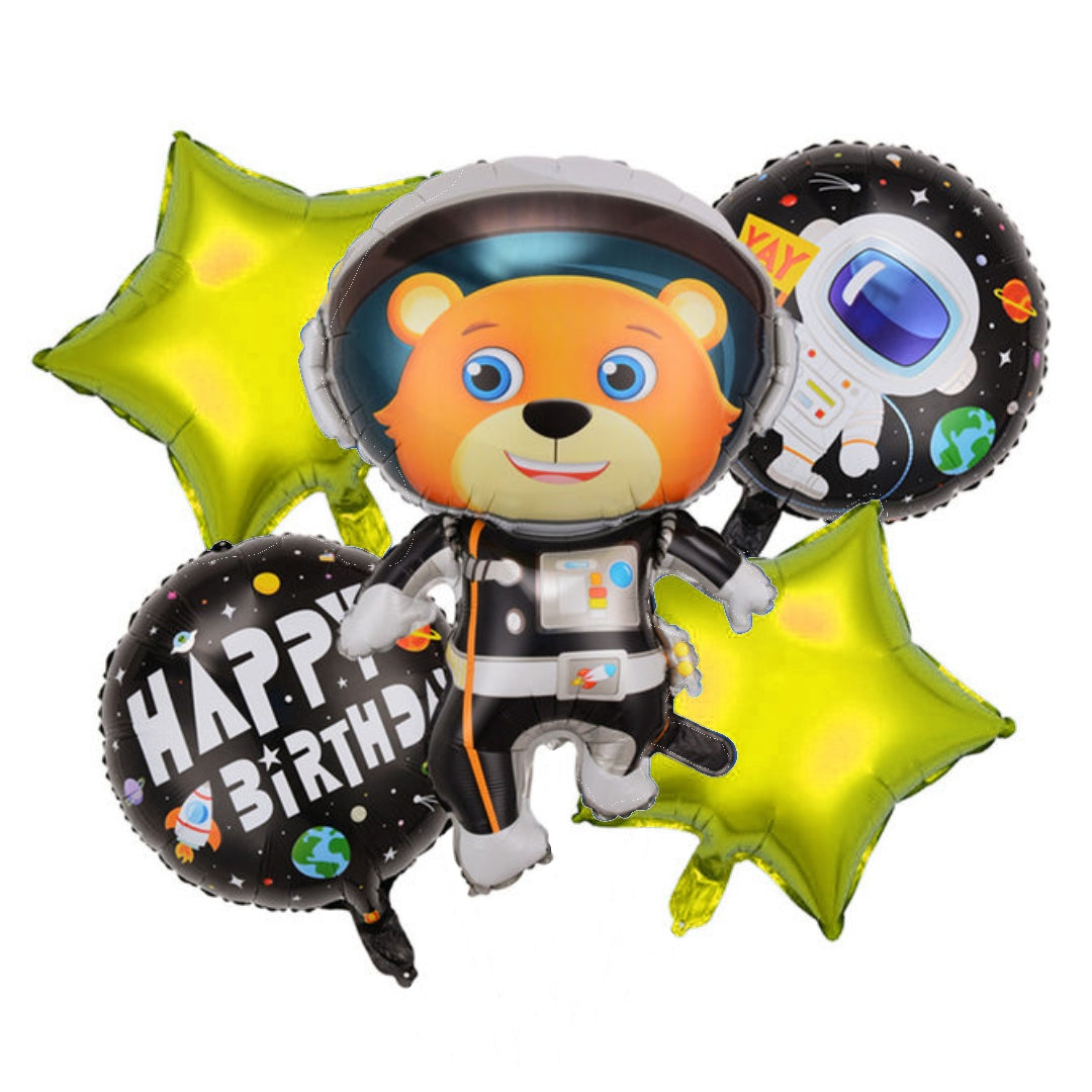 SET DE GLOBOS OSO ASTRONAUTA (5 PZS.)