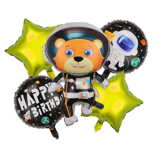 SET DE GLOBOS OSO ASTRONAUTA (5 PZS.)