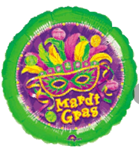 MET MARDI GRAS FOIL BALLOON (18")