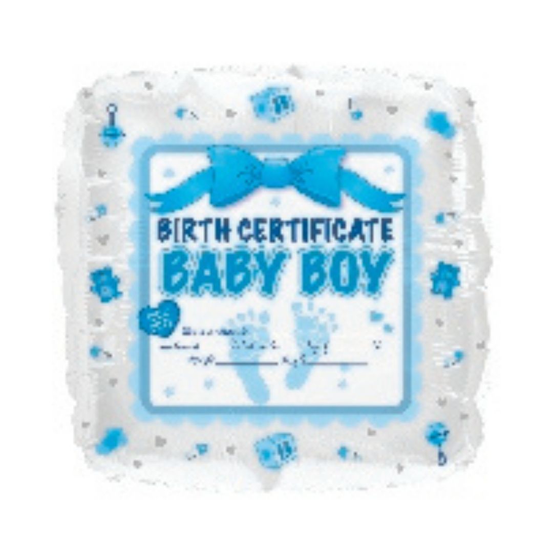 18" Baby Boy Birth Certificate