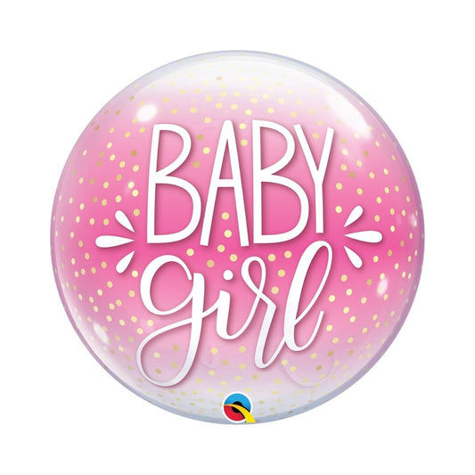 22" Single Baby Girl Pink & Confetti Dots Bubble