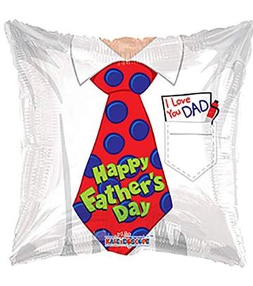 METALICO 18¨ CUADRADO BLANCO CON CORBATA ROJA CON PUNTOS AZUL. HAPPY FATHER'S DAY