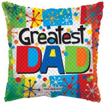 METALICO 18¨ CUADRADO GREATEST DAD ROJO, AZUL, VERDE Y AMARILLO