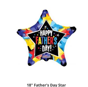 METALICO 18¨ EN FORMA DE ESTRELLA AZUL, AMARILLO Y ROJO. HAPPY FATHER'S DAY