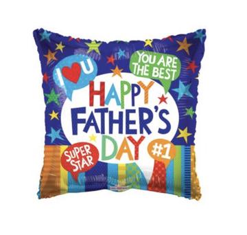 METALICO 18¨ CUADRADO HAPPY FATHER'S DAY AZUL, AMARILLO, NARANJA, ROJO Y VERDE